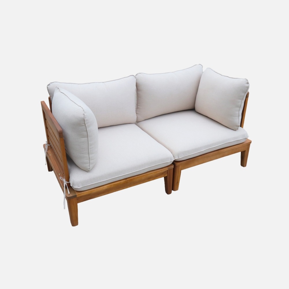 Banquette modulable de jardin bois d'acacia avec accoudoirs 2 places - yona