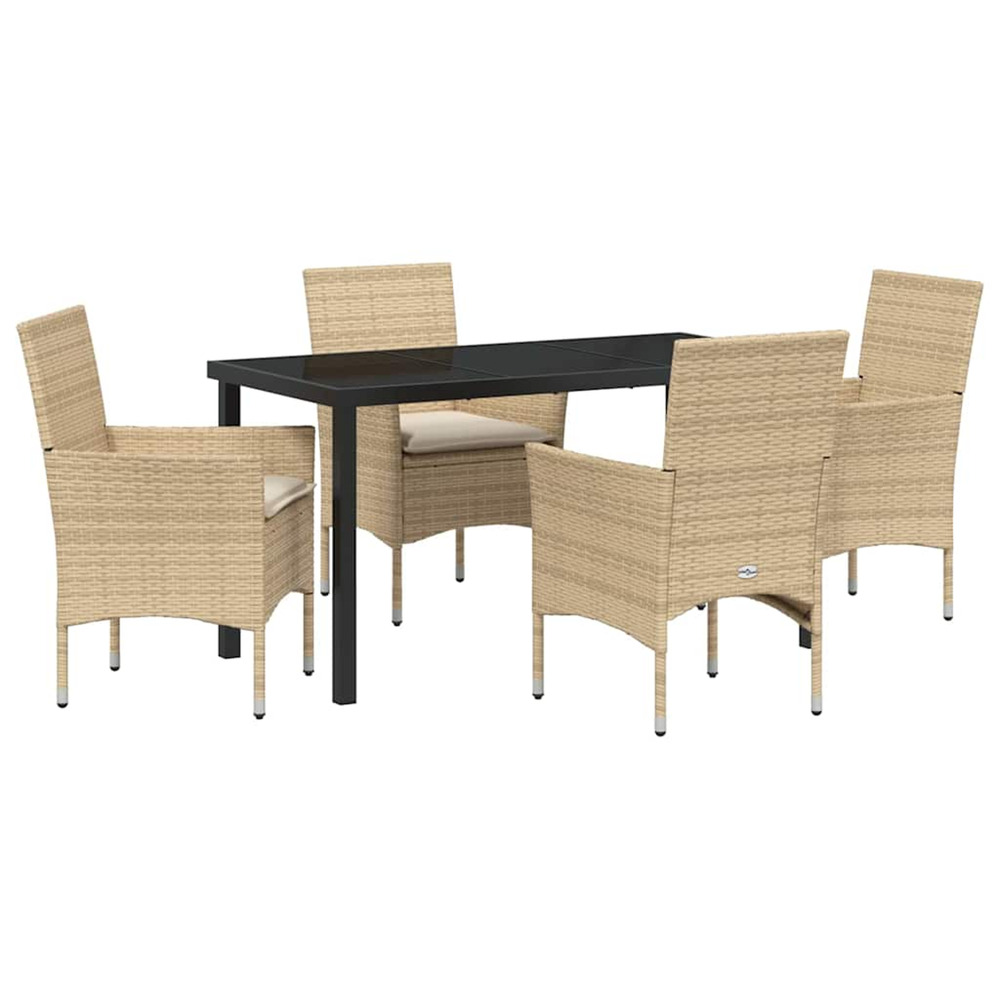 Ensemble de salle à manger pour jardin 5 pcs beige polyrotin