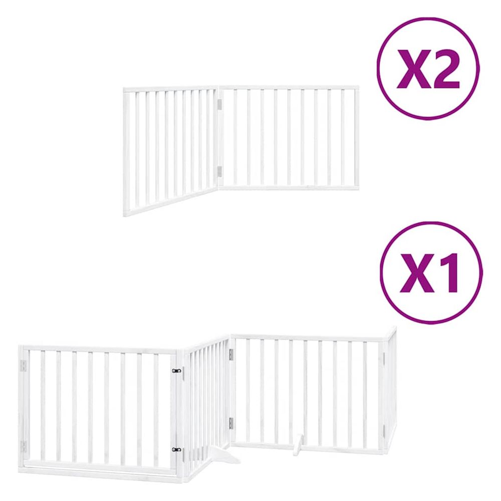 Barrière pour chien porte pliable 8panneaux blanc bois peuplier