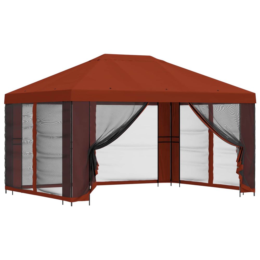 Gazebo avec murs latéraux 4 × 3 m terre cuite