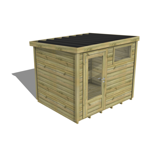 Abri de jardin bois pin traité autoclave 27mm - essentiel - 2,64x2,14m / 6m2 - bac acier - plancher bois