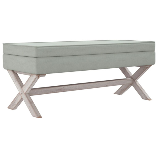 Tabouret de rangement gris clair 110x45x49 cm velours