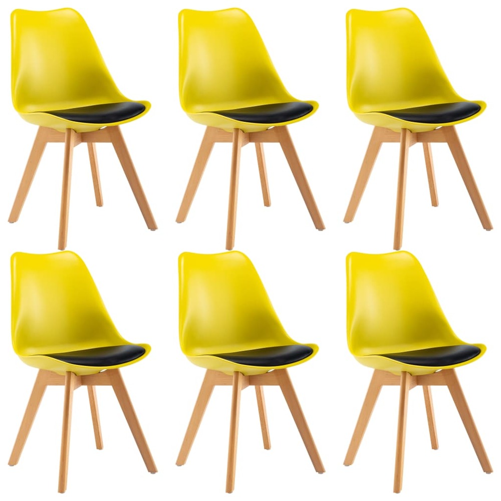 Chaises de salle à manger 6 pcs jaune et noir similicuir