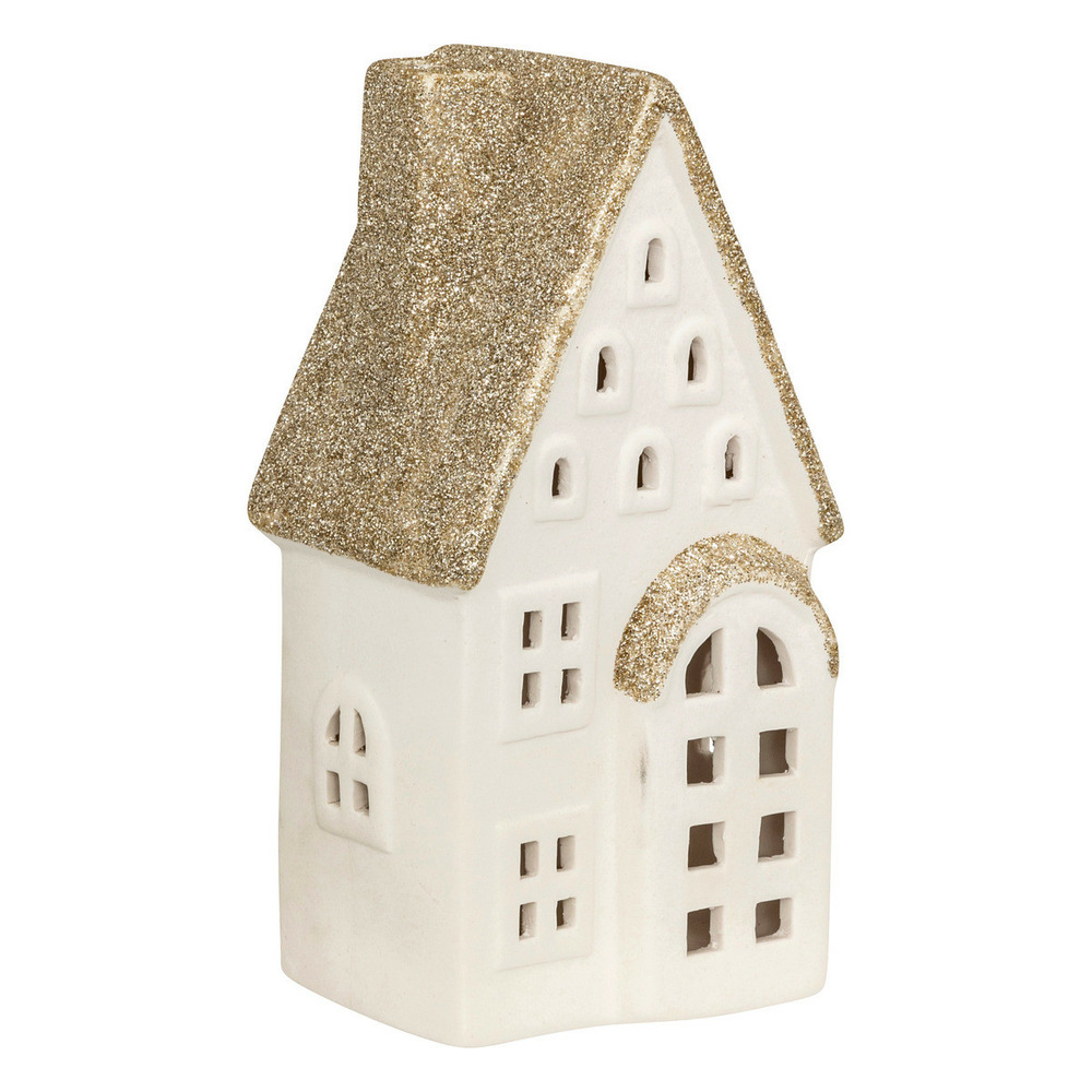 Déco lumineuse maison en céramique 1 led blanc chaud h 15.5 cm