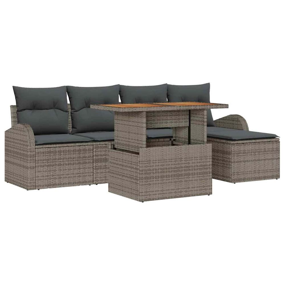 Ensemble de canapé de jardin 6 pc gris poly rotin