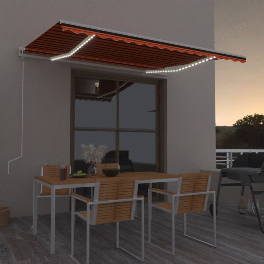 Auvent automatique capteur de vent/led 450x300 cm orange marron