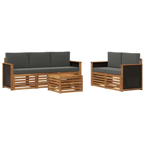 Ensemble de canapés d'extérieur 6 pc naturel et anthracite