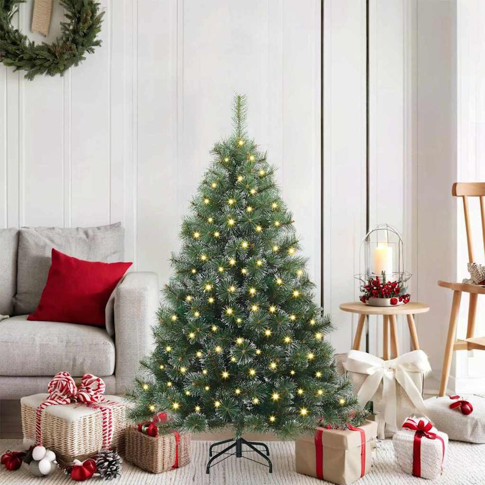 Sapin de noël artificiel lumineux pe/pvc 150 led pour salon vert 120 cm