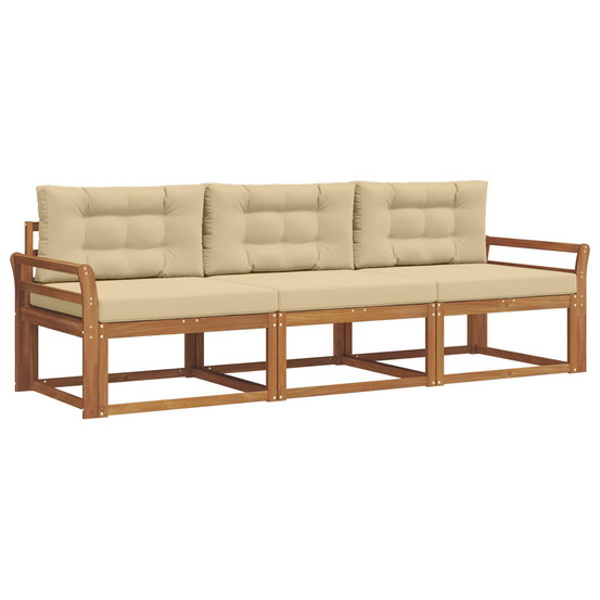 Ensemble de canapés d'extérieur 3 pcs naturel et beige