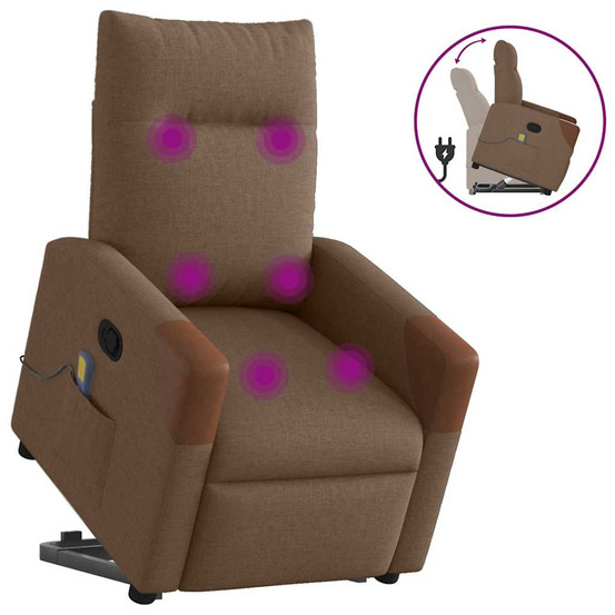 Fauteuil de massage inclinable marron tissu