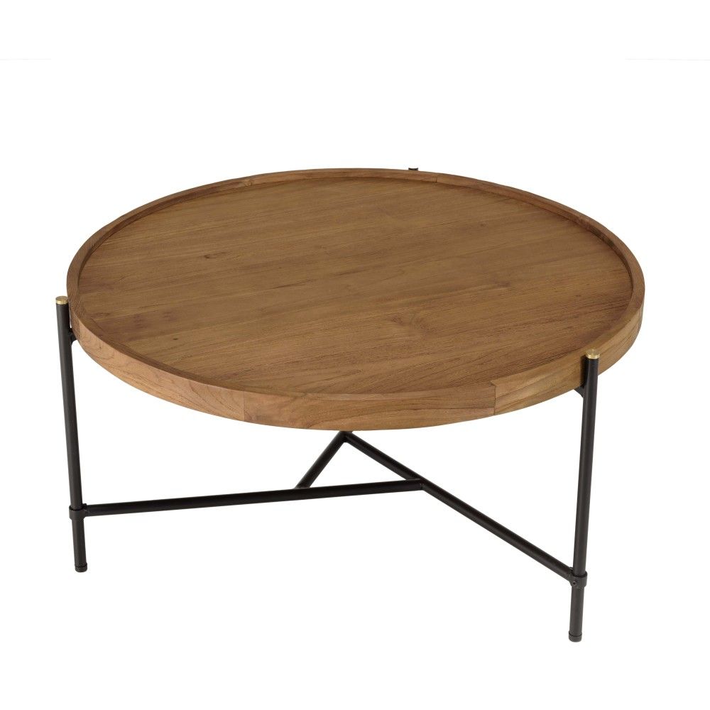 Table basse ronde plateau en bois de teck recyclé d74