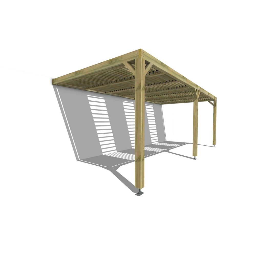 Pergola bois • 7m x 3m • adossée • sens profondeur • lames orientables bioclimatiques incluses • livraison comprise
