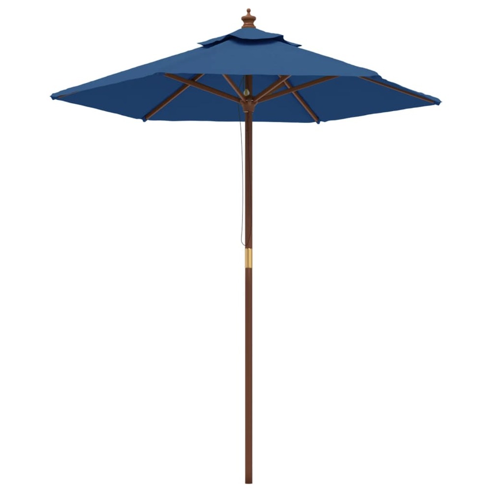 Parasol de jardin avec mât en bois bleu azuré 196x231 cm