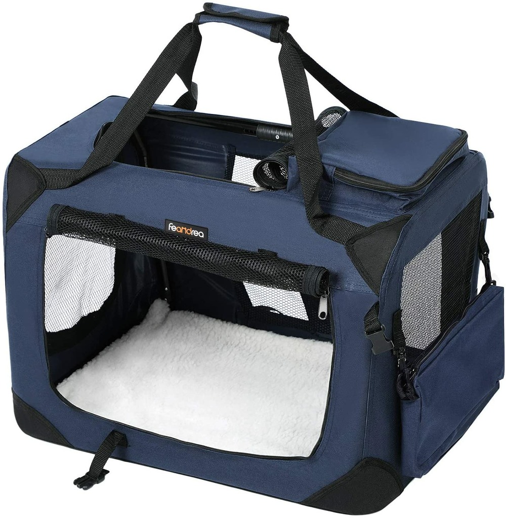 Sac de transport pour chien caisse pliable pour chien bleu 60 x 40 x 40 cm