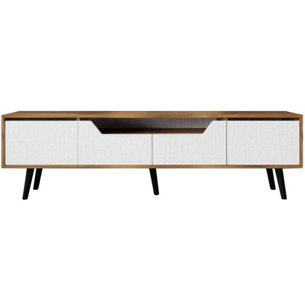 Meuble tv en aggloméré 180 x 29.8 x 48 cm roma blanc et noyer