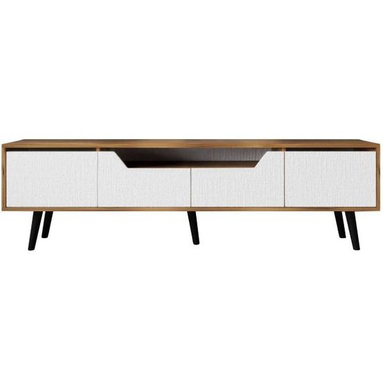 Meuble tv en aggloméré 180 x 29.8 x 48 cm roma blanc et noyer