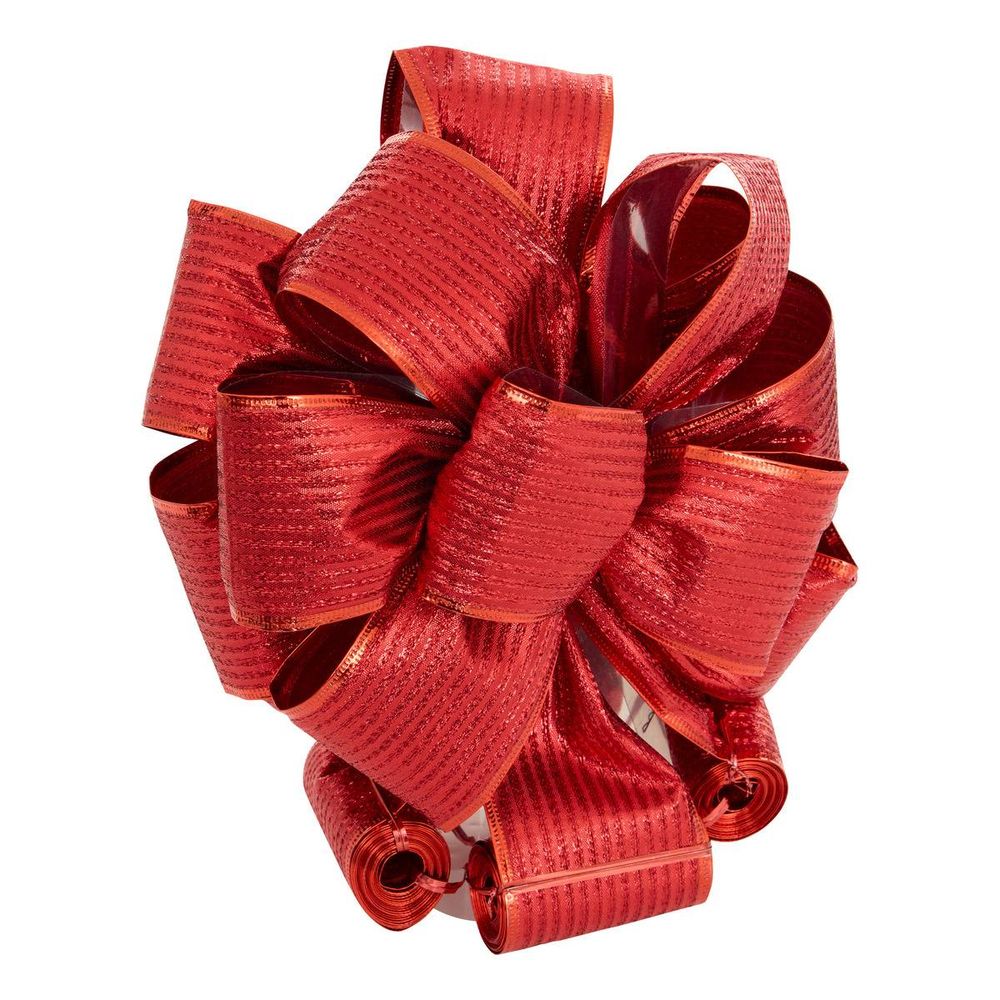 Cimier de sapin nœud en textile rouge 21 x 180 cm