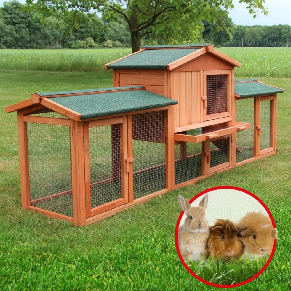 Cage clapier enclos lapin 203 x 53 x 85,5 cm petits animaux modele xxl 040 bb loisir