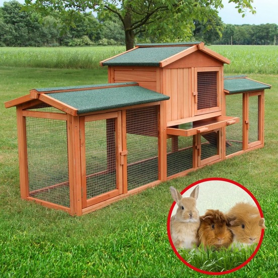 Cage clapier enclos lapin 203 x 53 x 85,5 cm petits animaux modele xxl 040 bb loisir