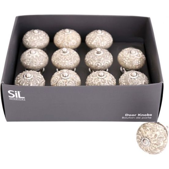 Boutons de porte en céramique effet marbré (lot de 12)