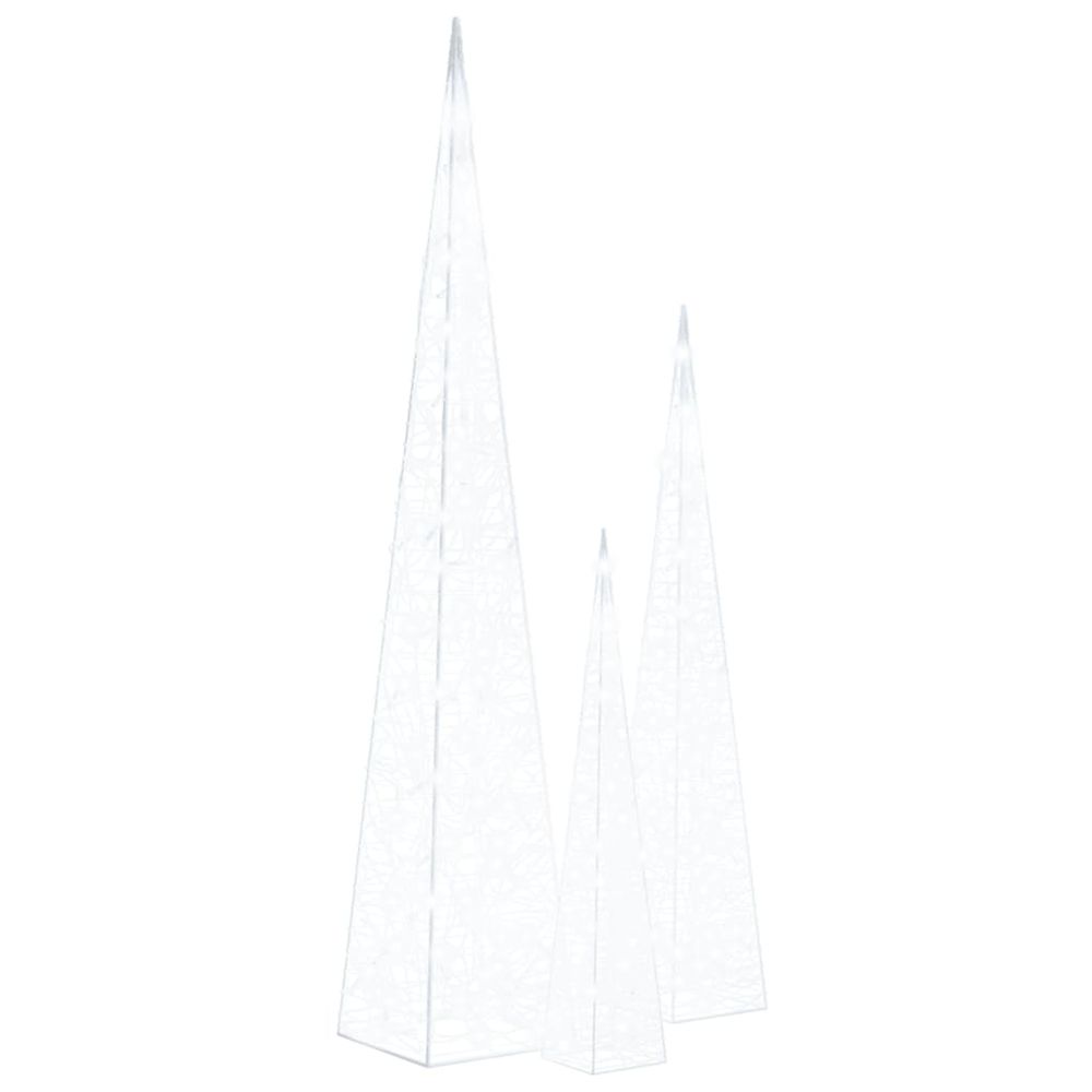 Jeu de cônes lumineux à led acrylique blanc froid 60/90/120 cm