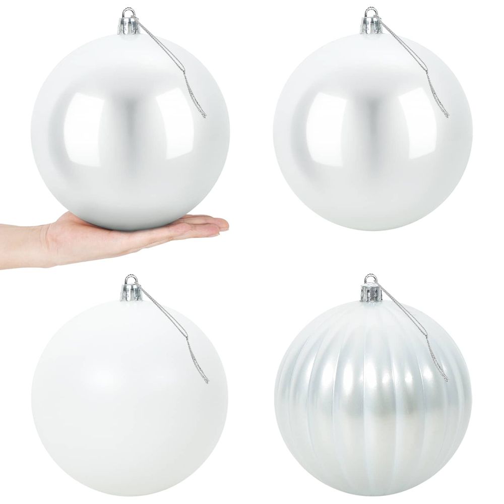 Lot de boules de noël xxl 4 pc blanc diam. 20 cm plastique