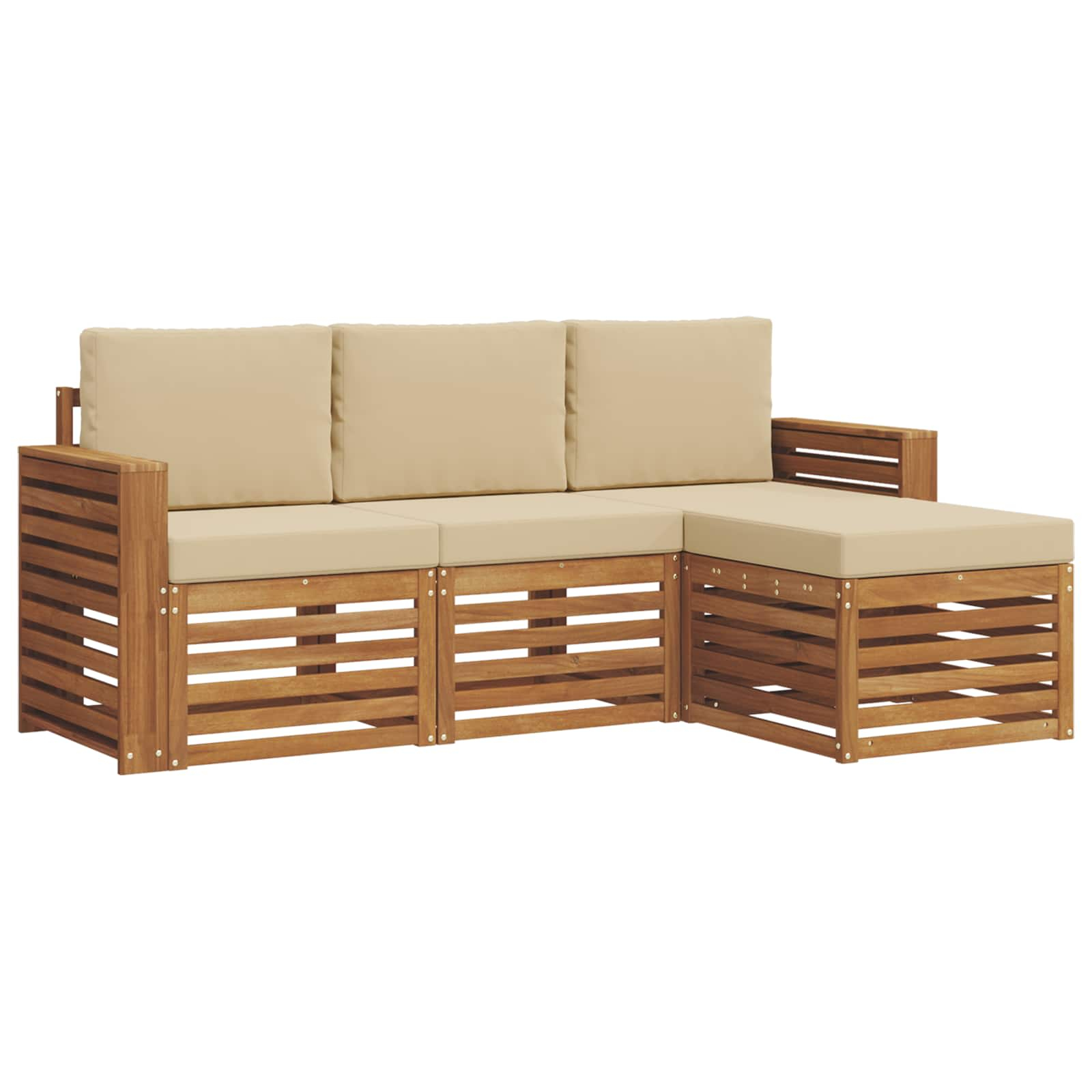 Ensemble de canapés d'extérieur 4 pcs naturel et beige