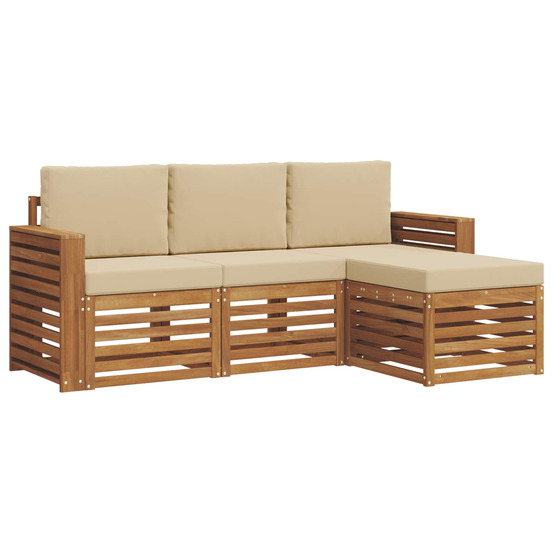 Ensemble de canapés d'extérieur 4 pcs naturel et beige