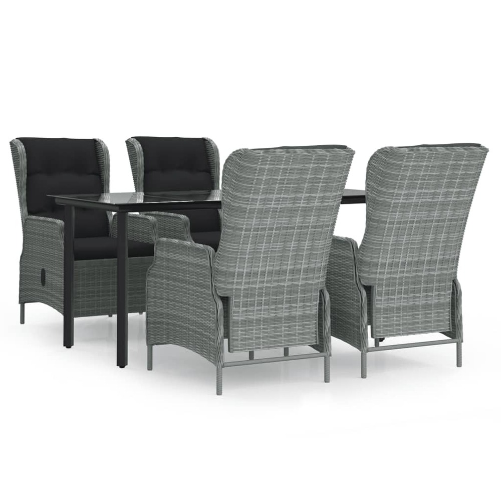 Ensemble à manger de jardin 5 pcs gris clair résine tressée