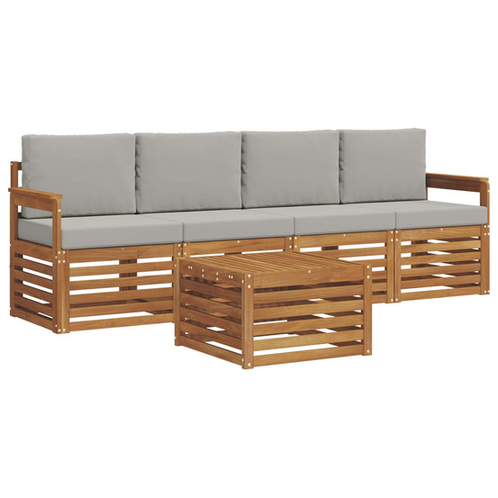 Ensembles de canapés avec coussin 5 pcs gris naturel et clair