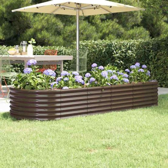 Jardinière potager surélevée acier galvanisé jardin marron 224x80x36 cm