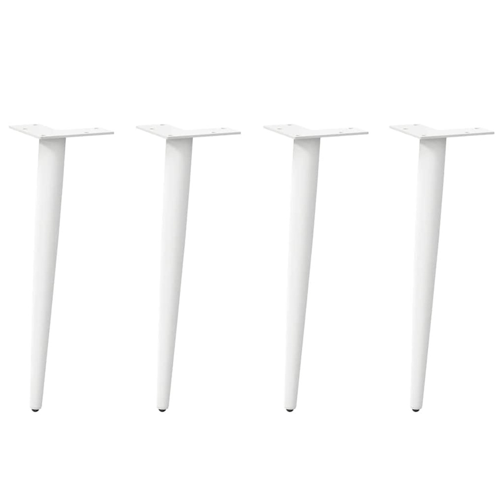 Pieds de table basse coniques 4 pièces blanc 42-43 cm acier