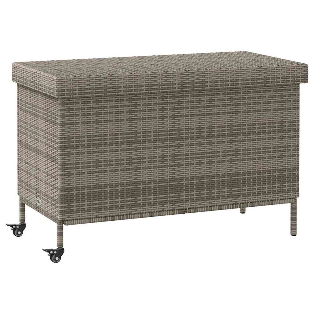 Boîte de rangement de jardin et roues gris résine tressée