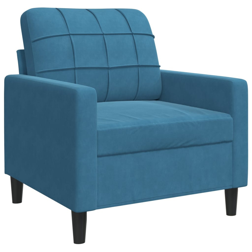 Fauteuil bleu 60 cm velours