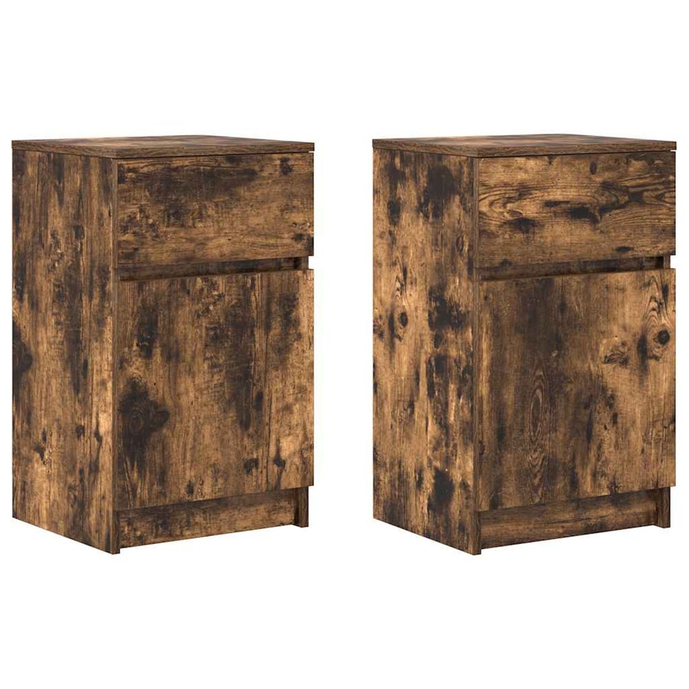 Tables de chevet 2 pcs chêne fumé 39x35x65 cm bois d'ingénierie
