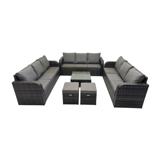 11 places ensembles de meubles de jardin avec table basse carrée canapé 3 places gris foncé mixte