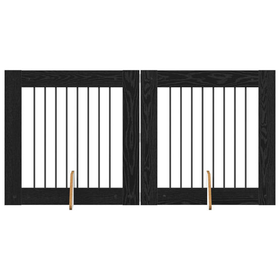Portillon pour chien avec supports 2 pcs chêne noir 80 x 80 cm
