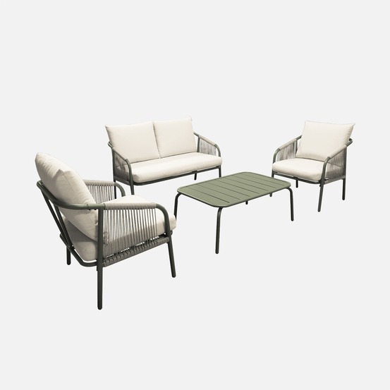 Salon de jardin fiora en acier, 4 personnes