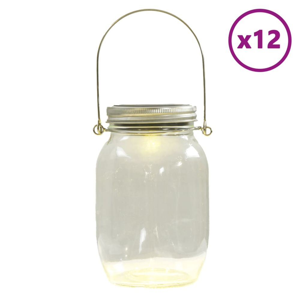 Lampe solaire en verre d'extérieur 12 pcs blanc chaud