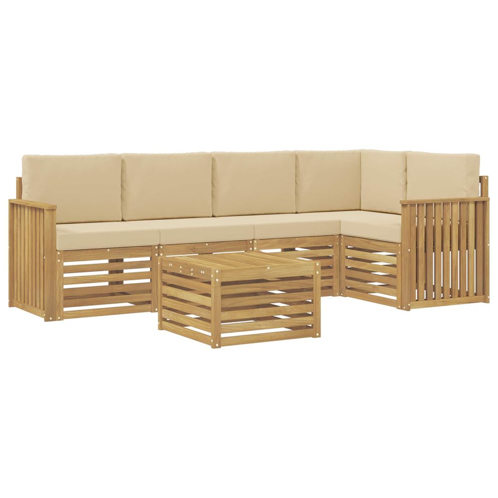 Ensemble de canapés d'extérieur 6 pc blanc et beige polyester