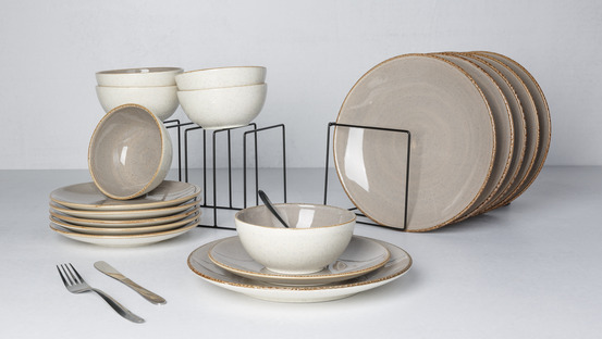 Cosy & trendy service de table granite taupe 18 pièces, 6 personnes