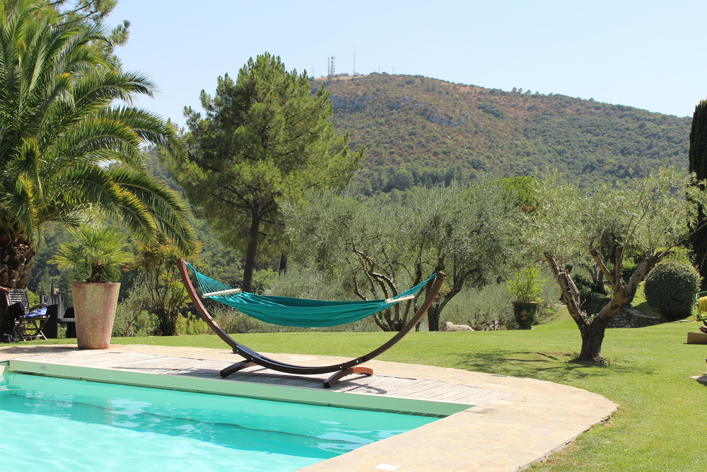 Toile hamac bleu petrole 100% coton avec barre d'ecartement