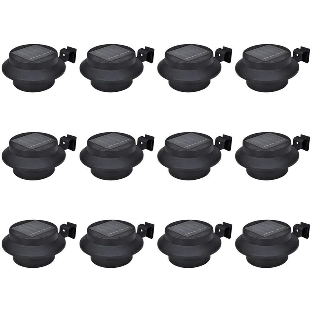Lampes solaires à led d'extérieur pour clôture 12 pcs noir