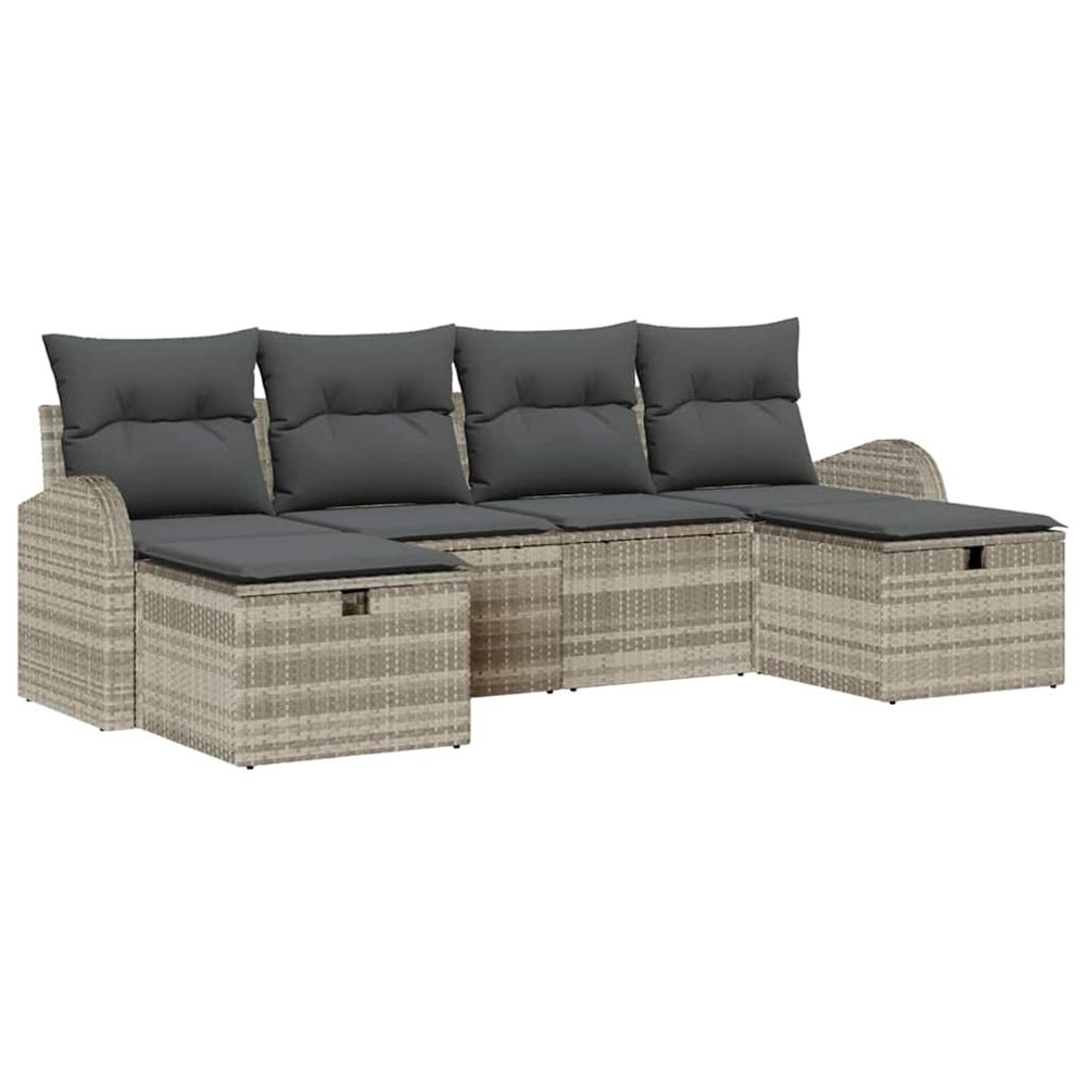Ensemble de canapé de jardin 6 pc gris clair polyrotin