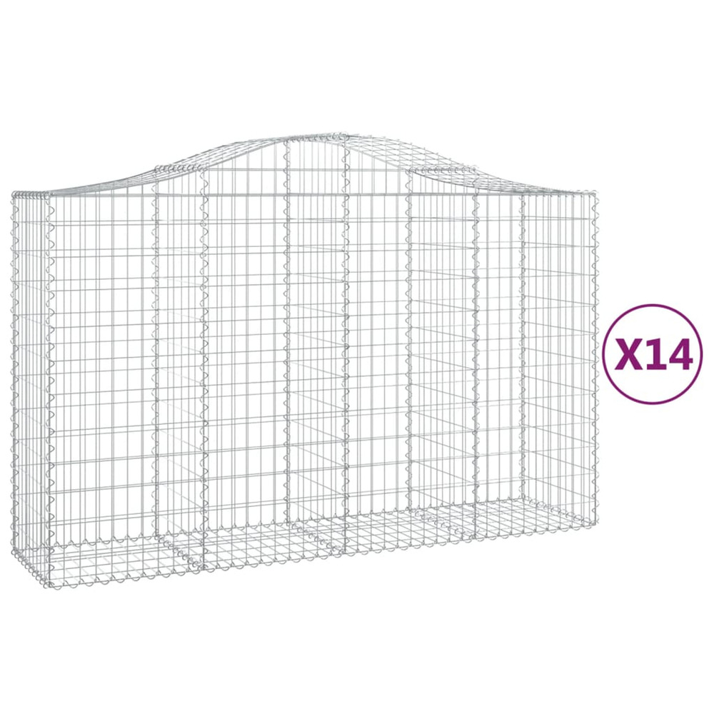 Paniers à gabions arqués 14 pcs 200x50x120/140 cm fer galvanisé