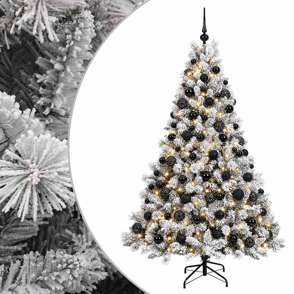 Arbre de noël artificiel avec boule 240 cm 300 led blanc chaud