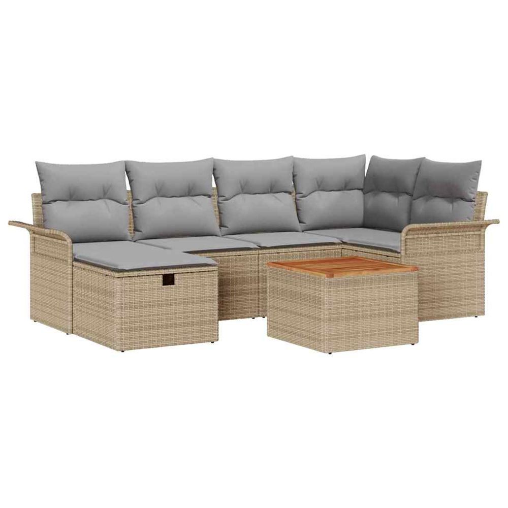 Ensemble de canapé de jardin 7 pc beige poly rotin