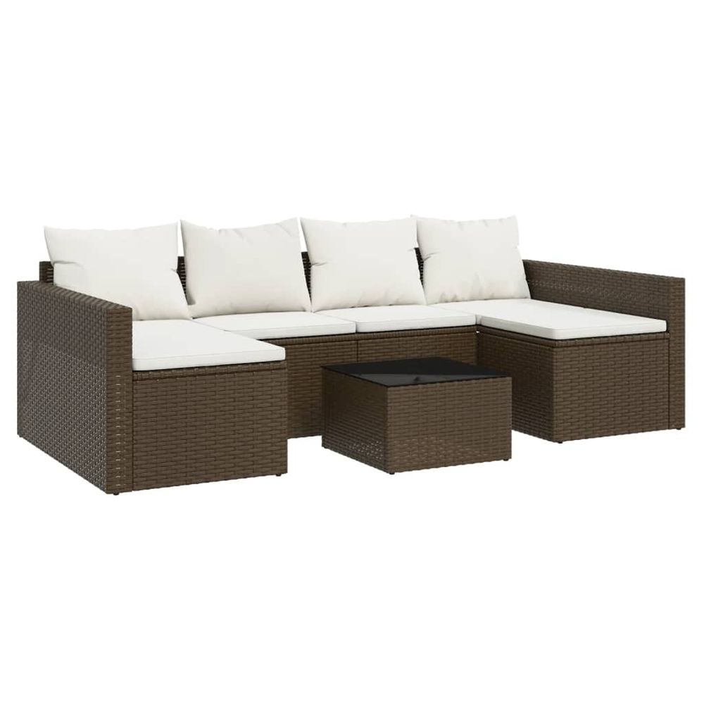 Salon de jardin 2 pcs avec coussins marron résine tressée