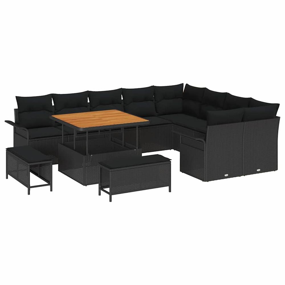 Ensemble de canapé de jardin 12 pc noir polyrotin