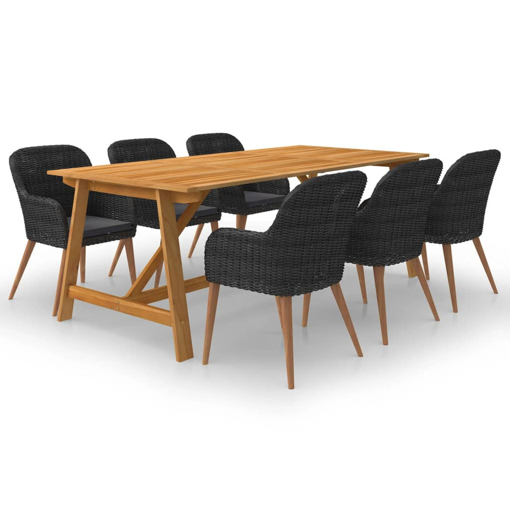 Ensemble à manger de jardin 7 pcs noir